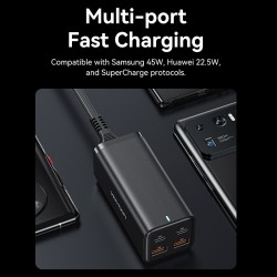 Vention Charger Desktop Station 100W 2xC 2xA+240W Cable Black - FBSBG-UK - 100W 2xC 2xA+240W Cable Black