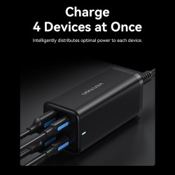 Vention Charger Desktop Station 100W 2xC 2xA+240W Cable Black - FBSBG-UK - 100W 2xC 2xA+240W Cable Black