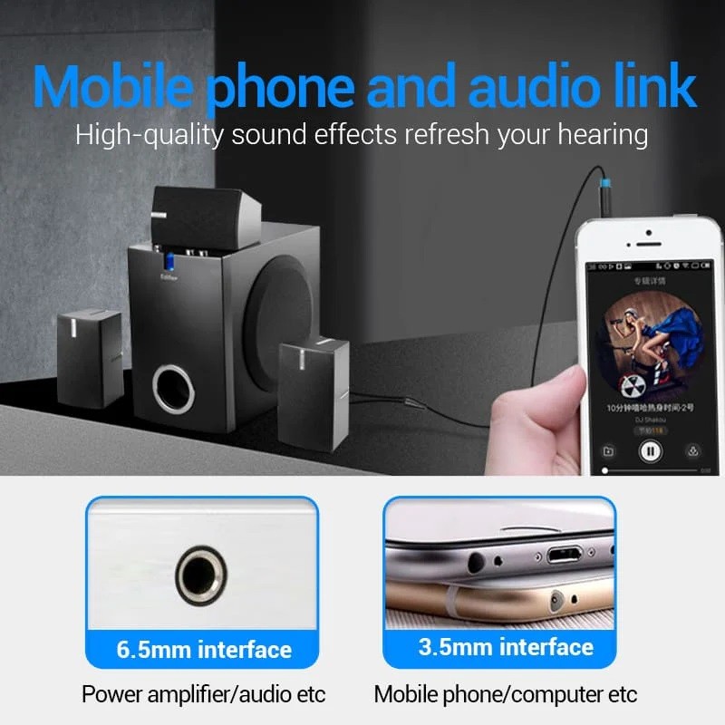 Vention Audio - BACBI - 3.5mm M to 2x6.3mm M Cable 3.0m — Buy in Cyprus with Fast Delivery