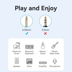 Vention AUDIO - BKEHJ - 6.3mm M-M Braided Cable Right Angle 5.0m — Buy in Cyprus with Fast Delivery