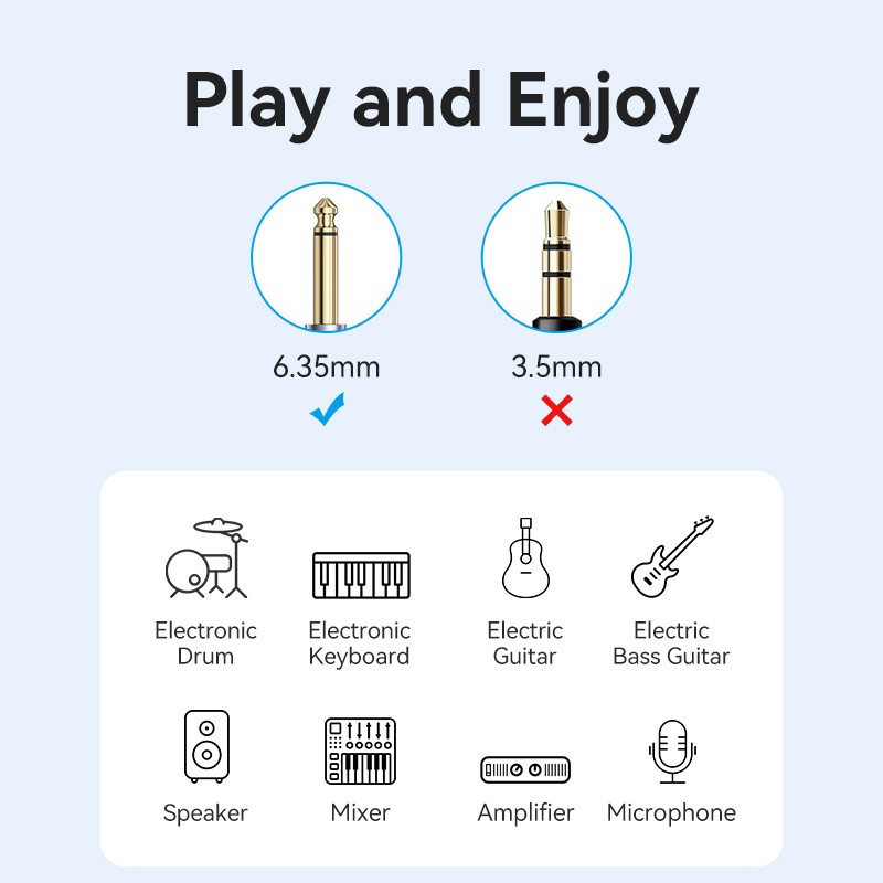 Vention AUDIO - BKEHJ - 6.3mm M-M Braided Cable Right Angle 5.0m — Buy in Cyprus with Fast Delivery
