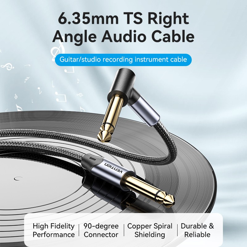 Vention AUDIO - BKEHJ - 6.3mm M-M Braided Cable Right Angle 5.0m — Buy in Cyprus with Fast Delivery