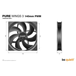 Be Quiet Pure Wings 3 PWM 140mm BL108 - Black Case Fan, 25mm, Sleeve Bearing, 1200 RPM — Buy in Cyprus with Fast Delivery