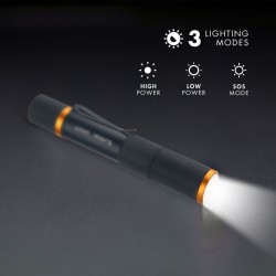 Uniross USB Rechargeable Torch - GX200 - IP44 Waterproof Aluminium 300 lumens 135m Beam — Buy in Cyprus with Fast Delivery