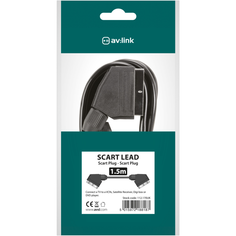 AV:Link Scart to Scart Cable - 112.170UK - 1.5m — Buy in Cyprus with Fast Delivery