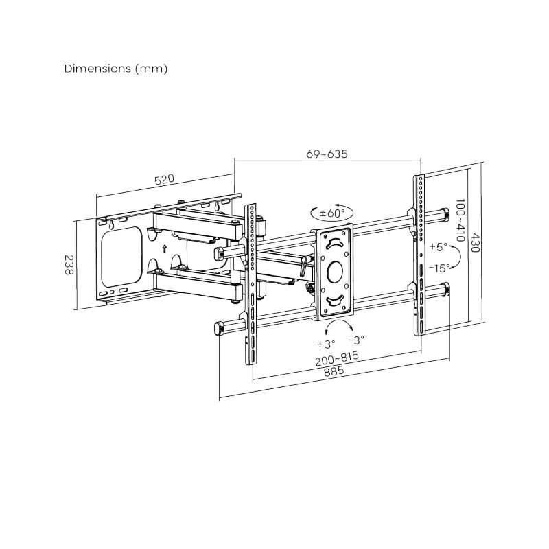Brateck TV Mount - LPA49-486 - 80x40 Turn 4-Arm 64cm 60kg — Buy in Cyprus with Fast Delivery