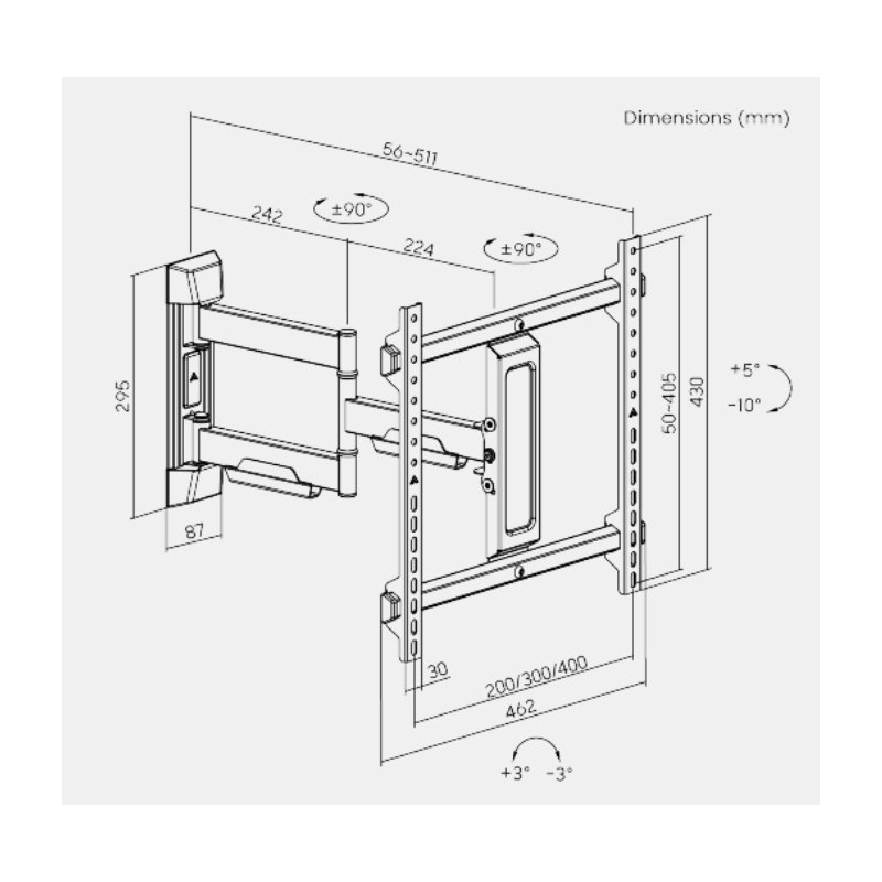 Brateck TV Mount - LPA76-443 - 40x40 Turn 2-Arm 51cm Ext — Buy in Cyprus with Fast Delivery