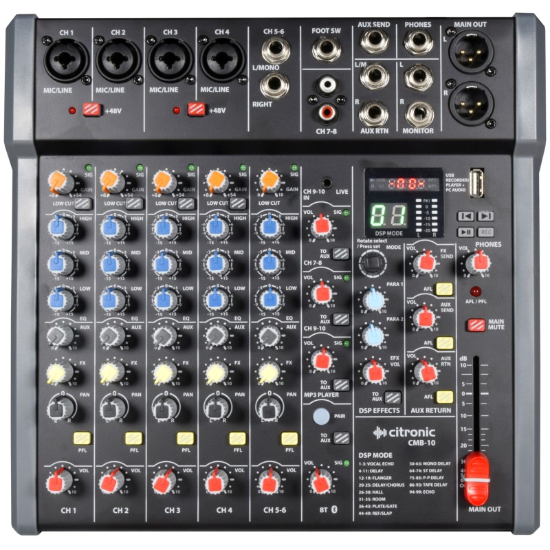 Citronic Mixer - CMB-10 - 10ch Mixer with DSP USB PC BT — Buy in Cyprus with Fast Delivery