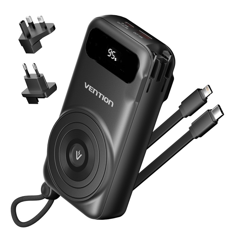 Vention Powerbank - FHXB0 - Wireless+Travel Charger 6in1 10000mAh Black — Buy in Cyprus with Fast Delivery