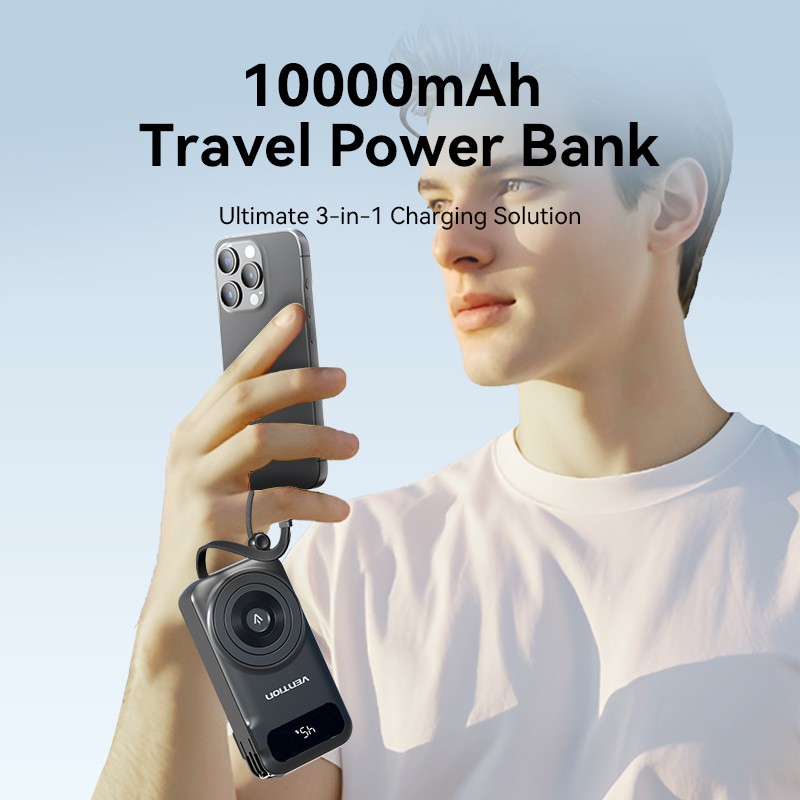 Vention Powerbank - FHXB0 - Wireless+Travel Charger 6in1 10000mAh Black — Buy in Cyprus with Fast Delivery