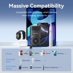 Vention Powerbank - FHXB0 - Wireless+Travel Charger 6in1 10000mAh Black — Buy in Cyprus with Fast Delivery