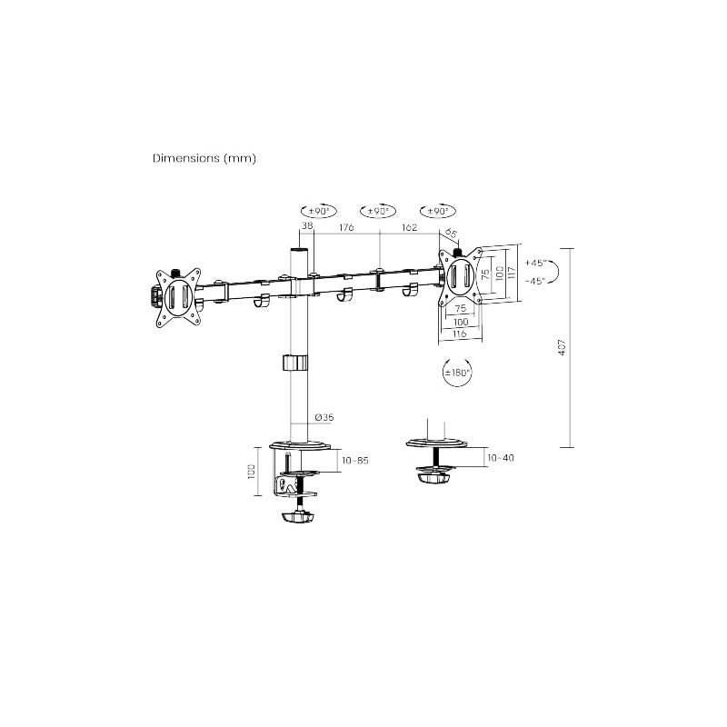 Brateck Dual Monitor Mount - LDT66-C024 - Dual Monitor Mount — Buy in Cyprus with Fast Delivery