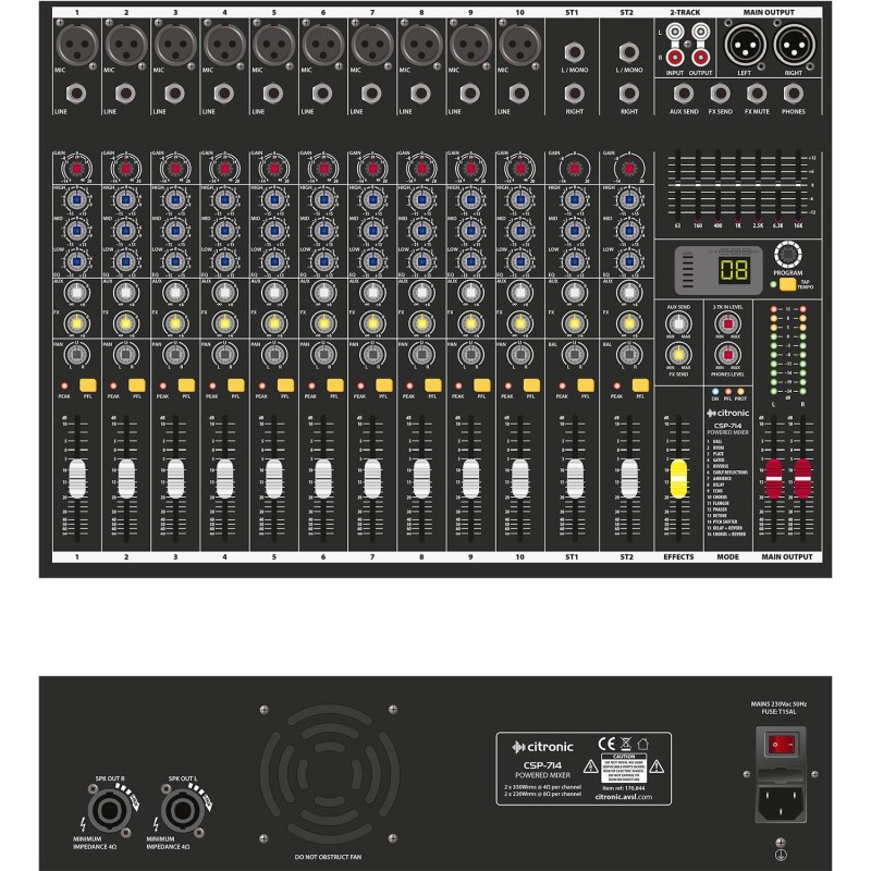 Citronic Powered Mixer - CSP714 v2 - Powered Mixer 700W 170.845UK — Buy in Cyprus with Fast Delivery
