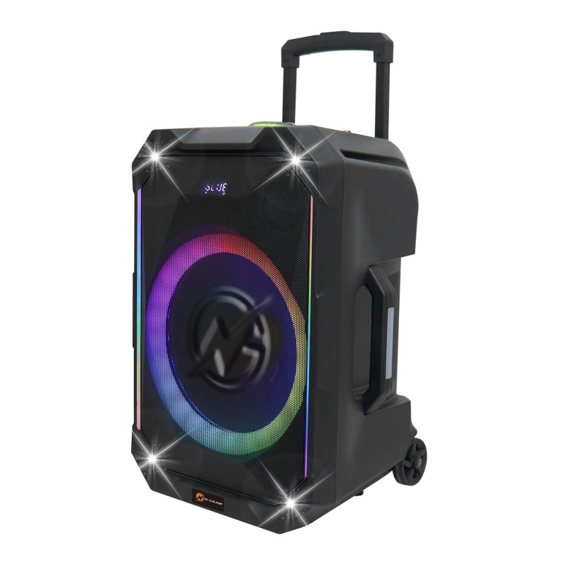 N-Gear Karaoke Speaker - FLASH1040 - 10'' Portable Karaoke Speaker with 1x Wireless Mic LED Lights USB & BT