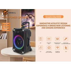 N-Gear Karaoke Speaker - FLASH1040 - 10'' Portable Karaoke Speaker with 1x Wireless Mic LED Lights USB & BT