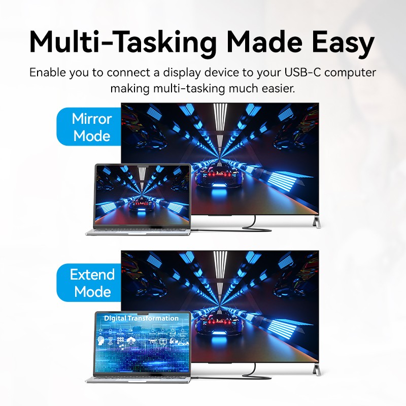 Vention Converter USB-C to DisplayPort Cable - CRJBF - USB-C to DisplayPort Cable 4K60Hz 1.0m