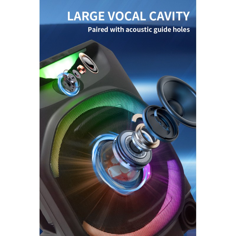 N-Gear - FLASH1550 - 15'' Portable Karaoke Disco Speaker with Wireless Mic BT USB & LED Effects