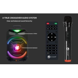 N-Gear - FLASH1550 - 15'' Portable Karaoke Disco Speaker with Wireless Mic BT USB & LED Effects