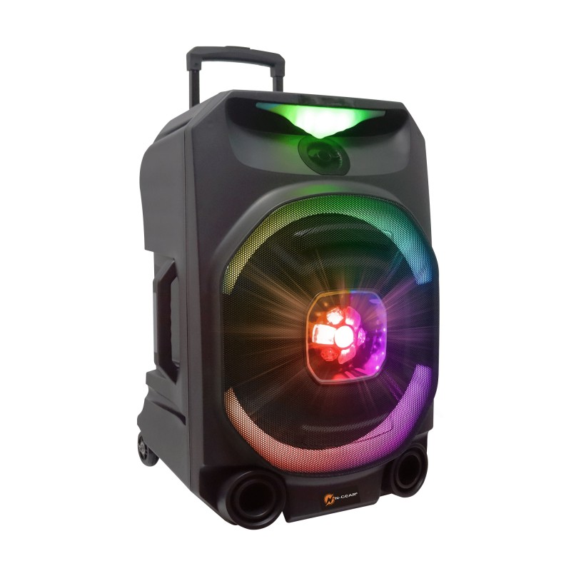 N-Gear - FLASH1550 - 15'' Portable Karaoke Disco Speaker with Wireless Mic BT USB & LED Effects