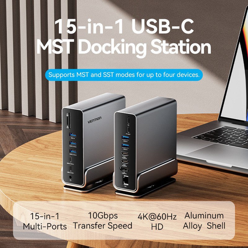 Vention HUB USB-C 8xUSB 2xHDMI DP MST RJ45 SD 3.5mm PD - TPUH0 -  — Buy in Cyprus with Fast Delivery