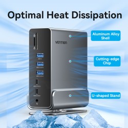 Vention HUB USB-C 8xUSB 2xHDMI DP MST RJ45 SD 3.5mm PD - TPUH0 -  — Buy in Cyprus with Fast Delivery