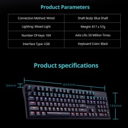 Thunderobot Wired Mechanical Keyboard - K104 - Blue switch Black — Buy in Cyprus with Fast Delivery
