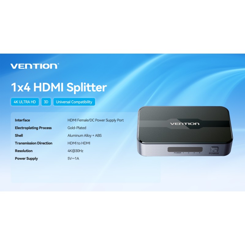 Vention HDMI Splitter - A12B0-EU - 4-Port 4K — Buy in Cyprus with Fast Delivery