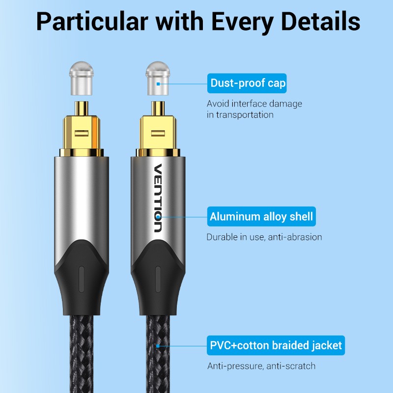 Vention Audio Optical Cable - BAVHH - Aluminum 2.0m Grey — Buy in Cyprus with Fast Delivery