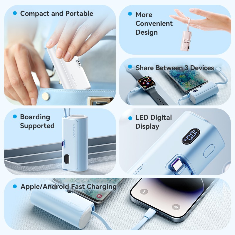 Vention Powerbank - FHQB0 - 4800mAh 22.5W Foldable USB-C Black — Buy in Cyprus with Fast Delivery