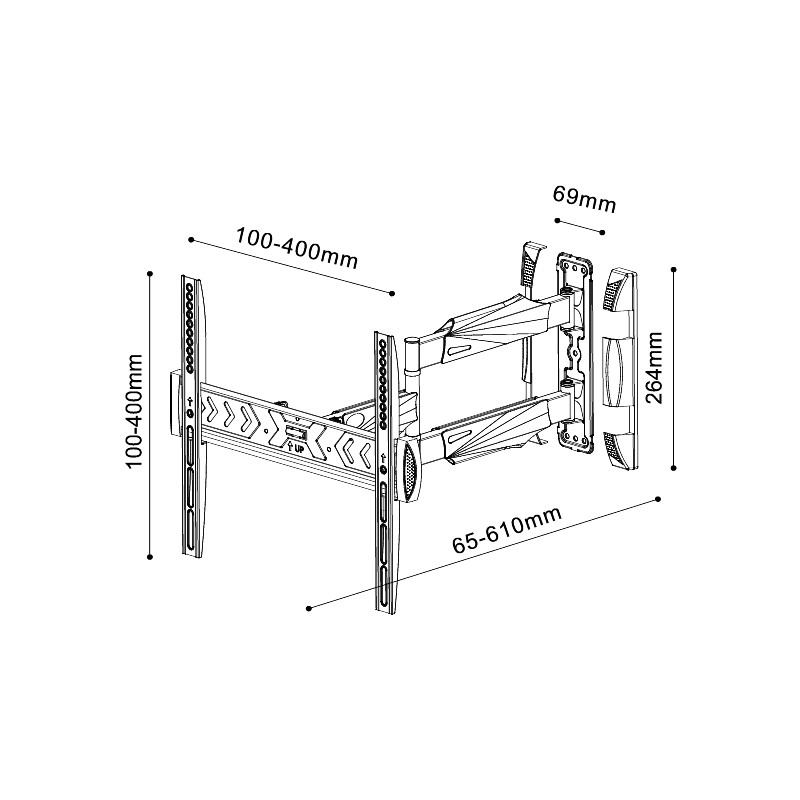 GBC Extra Long TV Wall Mount Two Arms 40x40 40kg 61cm - ELB-2642 - EXTRA — Buy in Cyprus with Fast Delivery