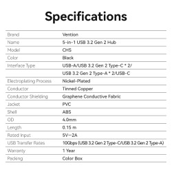 Vention IT HUB - CHSBB - USB-A 2xA 2xC 3.2 Gen2 + USBC Power Port — Buy in Cyprus with Fast Delivery