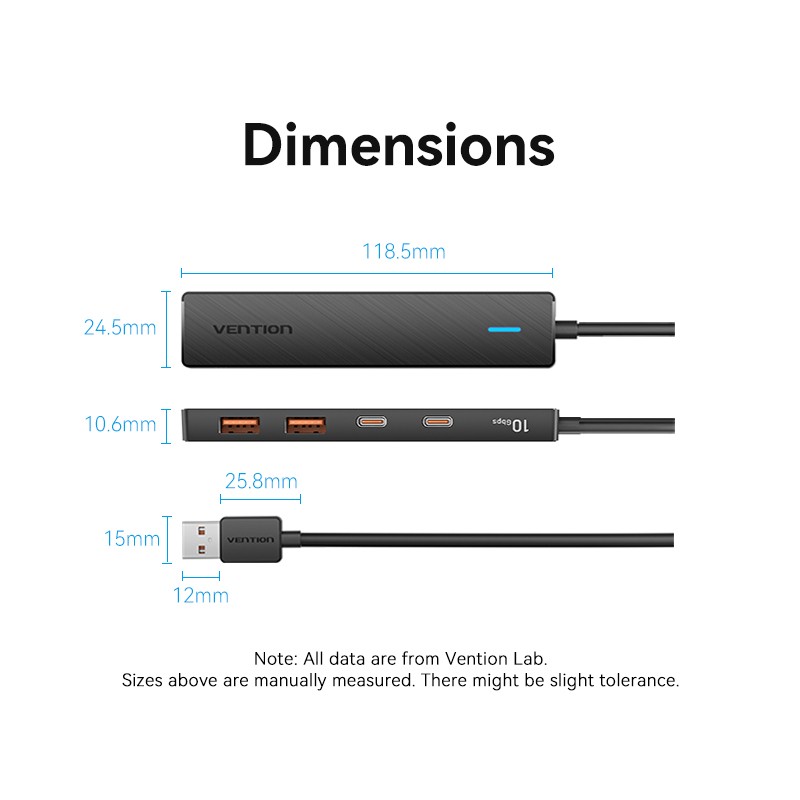 Vention IT HUB - CHSBB - USB-A 2xA 2xC 3.2 Gen2 + USBC Power Port — Buy in Cyprus with Fast Delivery