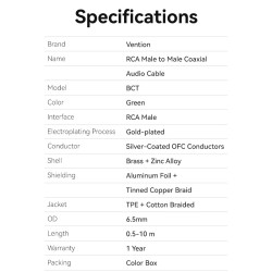 Vention AUDIO Digital Coaxial RCA Cable - BCTGJ - 5.0m — Buy in Cyprus with Fast Delivery