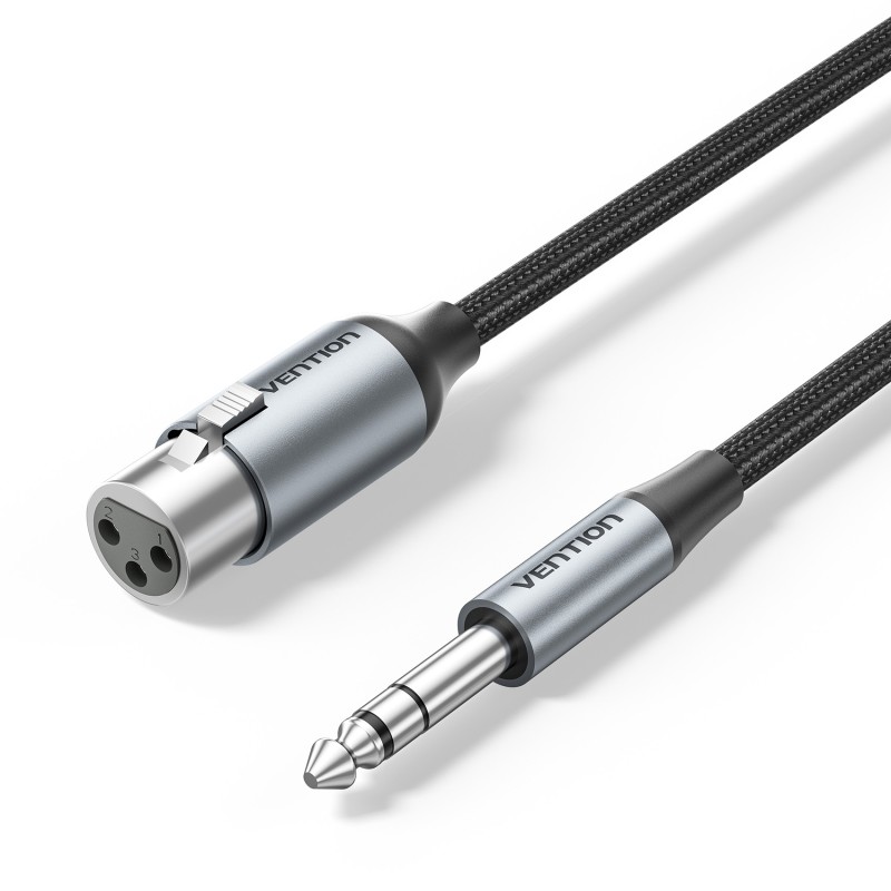Vention Audio Cable - BKGHF - 6.3mm to XLR M-F Cable Braided-Metal 1.0m — Buy in Cyprus with Fast Delivery