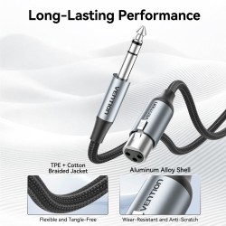 Vention Audio Cable - BKGHF - 6.3mm to XLR M-F Cable Braided-Metal 1.0m — Buy in Cyprus with Fast Delivery