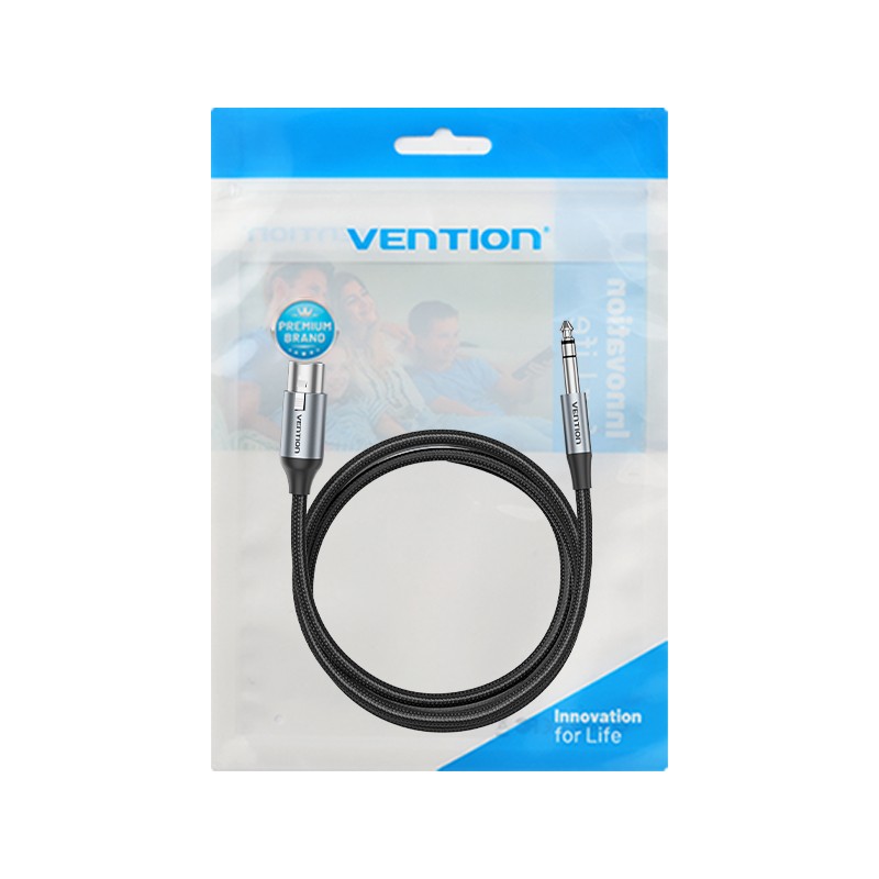 Vention Audio Cable - BKGHF - 6.3mm to XLR M-F Cable Braided-Metal 1.0m — Buy in Cyprus with Fast Delivery