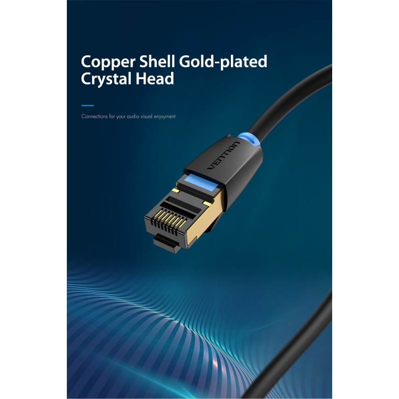 Vention Network Cable - IKABJ - CAT8 SFTP 5.0m Black — Buy in Cyprus with Fast Delivery
