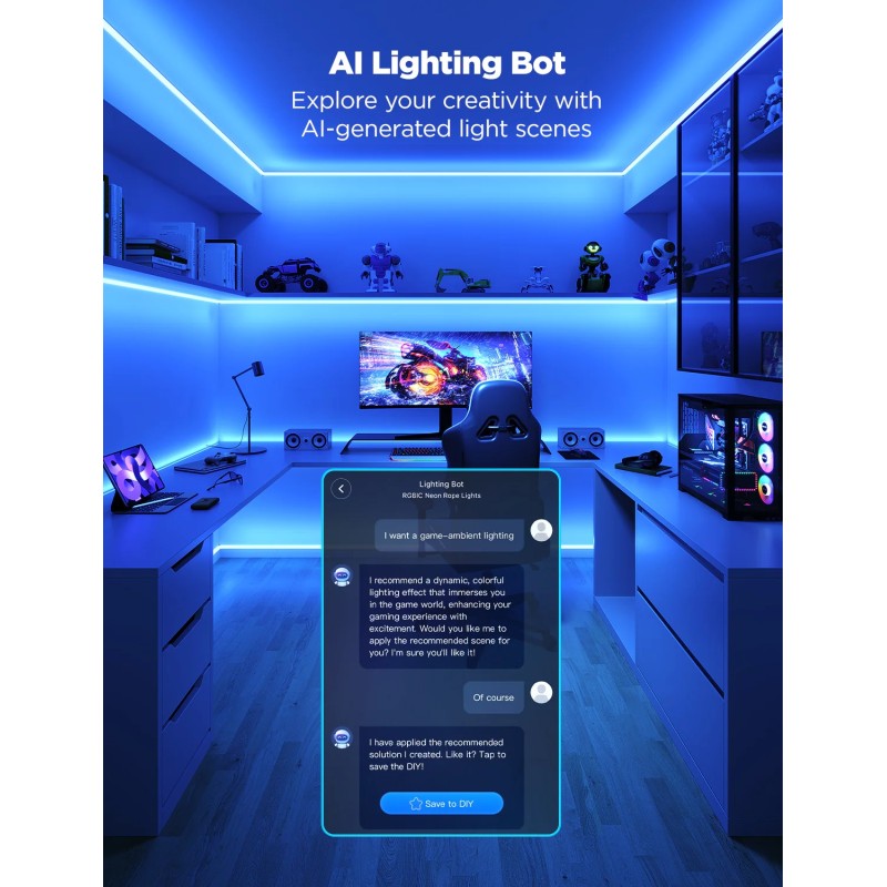 Govee Gaming Wall Neon Rope Light 5m (Wall Lining) - H6641 - 5m (Wall Lining) — Buy in Cyprus with Fast Delivery