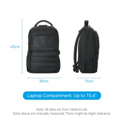 Vention Backpack - KRKB0 - 15.6'' Water-Repellent USB Charge & Lock Black — Buy in Cyprus with Fast Delivery