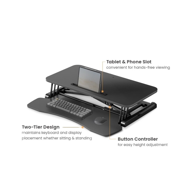 Brateck Desk Converter - DWS15-01E - Sit Stand Electric 16-48cm — Buy in Cyprus with Fast Delivery