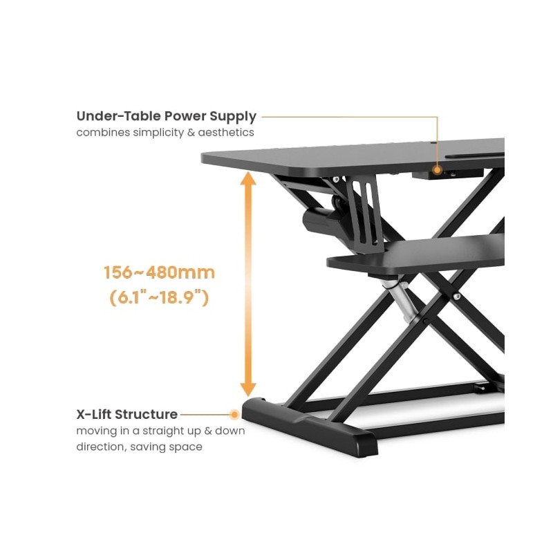 Brateck Desk Converter - DWS15-01E - Sit Stand Electric 16-48cm — Buy in Cyprus with Fast Delivery