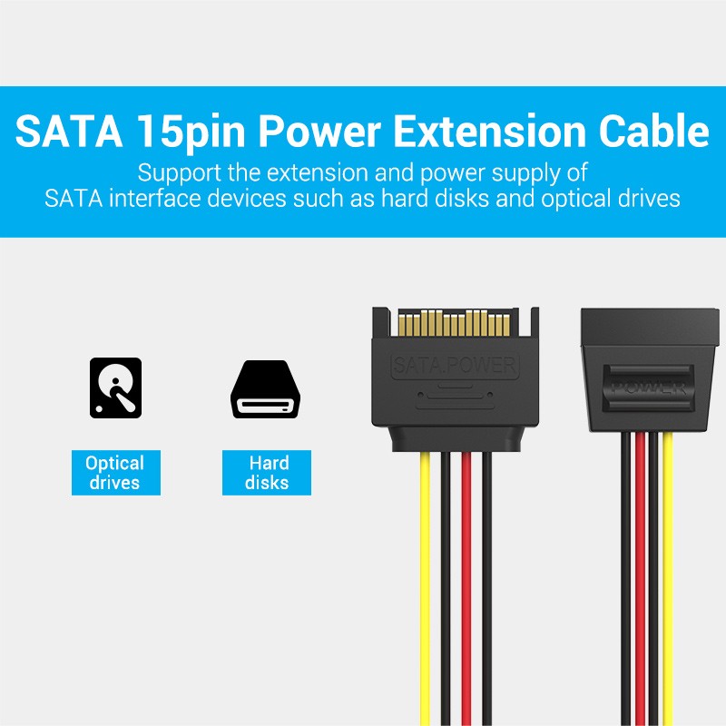 Vention IT Cable SATA 15P Power Extension - KDABY - 0.3m — Buy in Cyprus with Fast Delivery
