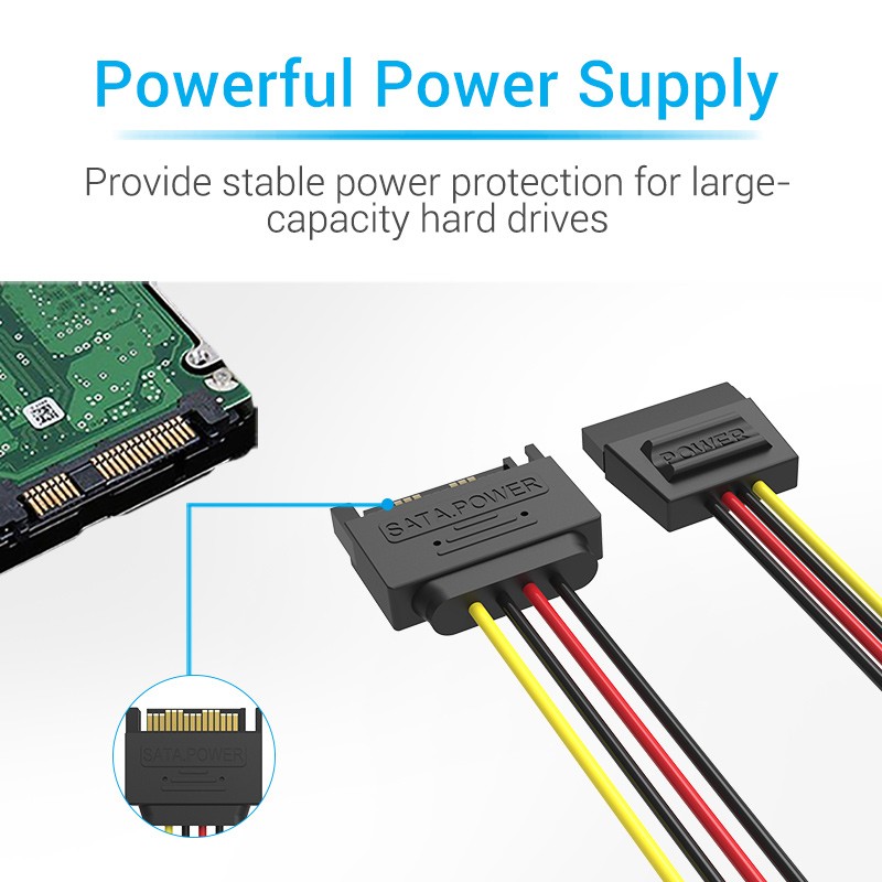 Vention IT Cable SATA 15P Power Extension - KDABY - 0.3m — Buy in Cyprus with Fast Delivery