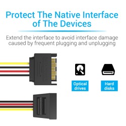 Vention IT Cable SATA 15P Power Extension - KDABY - 0.3m — Buy in Cyprus with Fast Delivery