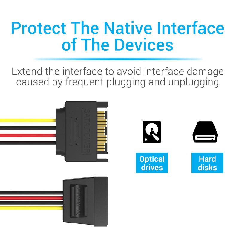 Vention IT Cable SATA 15P Power Extension - KDABY - 0.3m — Buy in Cyprus with Fast Delivery
