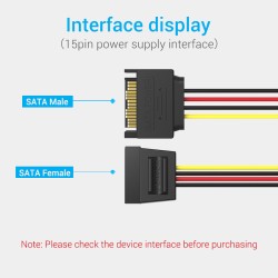 Vention IT Cable SATA 15P Power Extension - KDABY - 0.3m — Buy in Cyprus with Fast Delivery