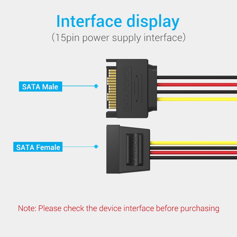 Vention IT Cable SATA 15P Power Extension - KDABY - 0.3m — Buy in Cyprus with Fast Delivery