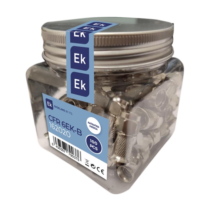 EK F-Connector - CFR6EK-B - F-Connector with wings 6-7mm 100pcs Bottle — Buy in Cyprus with Fast Delivery