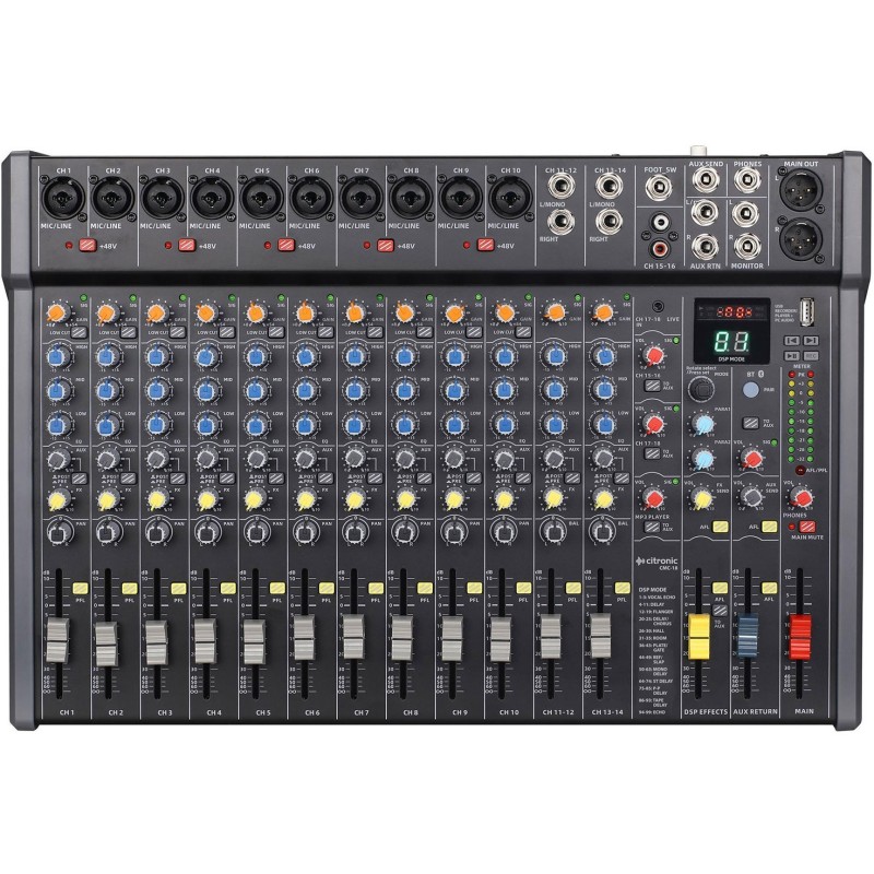 Citronic Live Mixer - CMC-18 - 18 channels with DSP USB Play Record Bluetooth PC Mac Connect 170.944UK