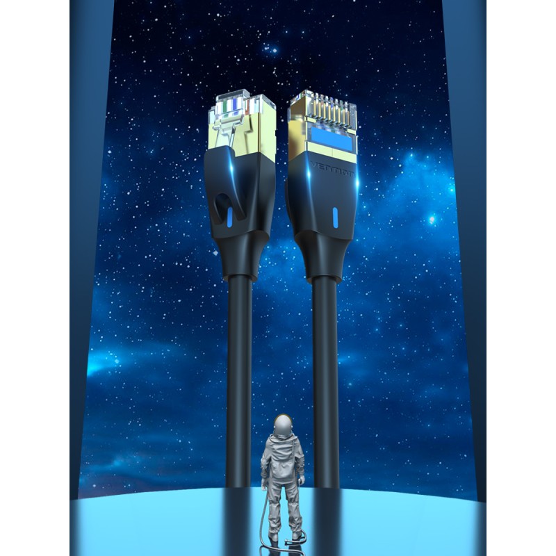 Vention NETWORK Cable - IKIBJ - CAT8 SFTP Slim 5.0m Black — Buy in Cyprus with Fast Delivery